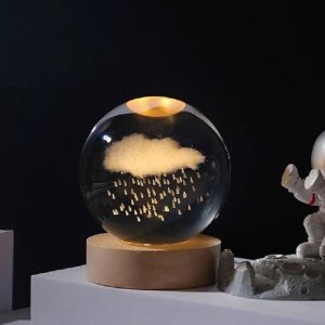 چراغ خواب مدل گوی کریستالی طرح ابر و باران 3D شش سانتی/ یونیک کالا
