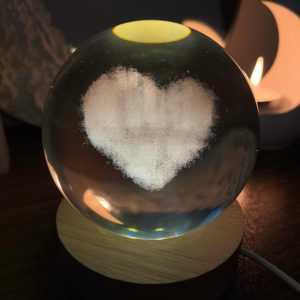 چراغ خواب مدل گوی کریستالی طرح قلب 3D سایز 8/ یونیک کالا