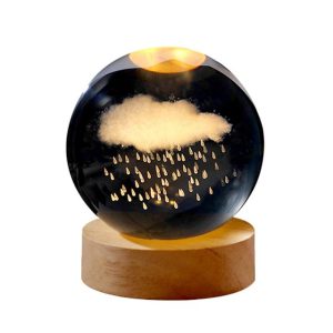 چراغ خواب طرح گوی کریستال مدل ابر و باران/ یونیک کالا