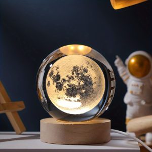 چراغ خواب مدل گوی کریستالی طرح ماه/ یونیک کالا