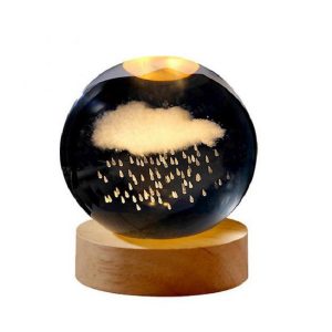 چراغ خواب مدل گوی کریستالی طرح ابر و باران 3D/ یونیک کالا