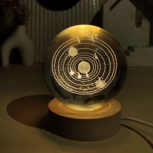 چراغ خواب مدل گوی کریستالی منظومه 3D/ یونیک کالا
