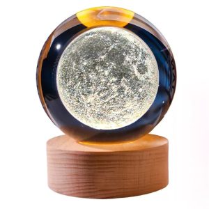 چراغ خواب مدل گوی کریستال 3D طرح ماه / یونیک کالا