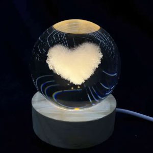 چراغ خواب مدل گوی کریستالی قلب سایز 8/ یونیک کالا